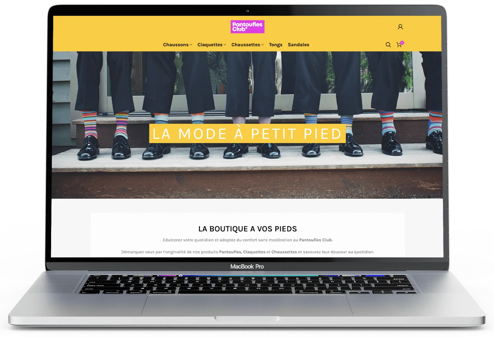 Page d’accueil de la boutique Pantoufles Club