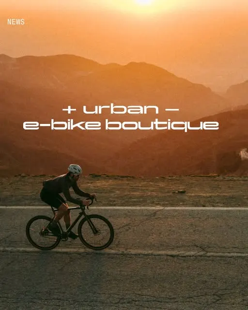 Cycliste au coucher du soleil, création Urban e-Bike Boutique